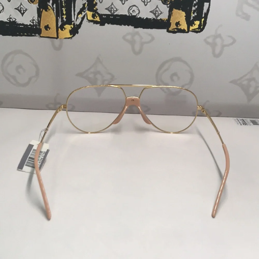 New Authentic Gucci GG0432S 001 Gold Clear Pilot Sunglasses – New